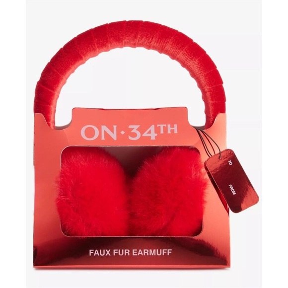 ON 34th Accessories - 4/$25**NEW ON 34th Women's Faux Fur with Velvet Band Earmuffs (O/S,Red)